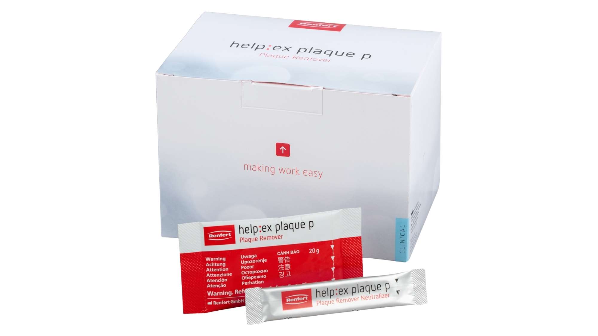 Renfert Help:ex plaque p Pre-portioned powder to be mixed with water for usein the SYMPRO denture cleaning unit. 20 x 20G cleaning powder + 20 x 4.5 g ne