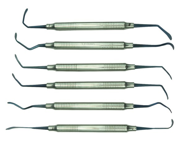 Shark SINUS LIFTING CURETTES SET/KIT 6pcs- 11mm handle - BLUE tip