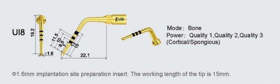 EASYSMILE - UI8 Implant Preparation 1.6mm x 15mm long For Woodpecker Ultrasurgery & Mectron compatible replacement part