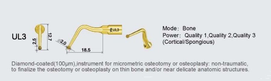 UL3 Sinus lift - Diamond Coated Round Osteotomy For Woodpecker Ultrasurgery & Mectron compatible replacement part