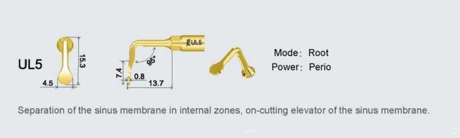 UL5 Sinus lift - 90 degrees Flat Membrane Separation For Woodpecker Ultrasurgery & Mectron compatible replacement part