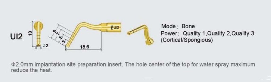 EASYSMILE - UI2 Implant Preparation 2.0mm x 9mm long For Woodpecker Ultrasurgery & Mectron compatible replacement part