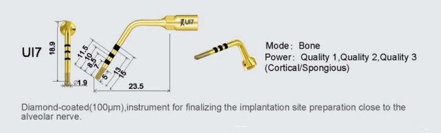 EASYSMILE - UI7 Implant Preparation Diamond Coated 1.9mm x 11.5mm long For Woodpecker Ultrasurgery & Mectron compatible replacement part