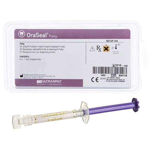 Ultradent OraSeal Caulking and Putty: 4 - 1.2 ml Putty Syringes. Effectively adheres