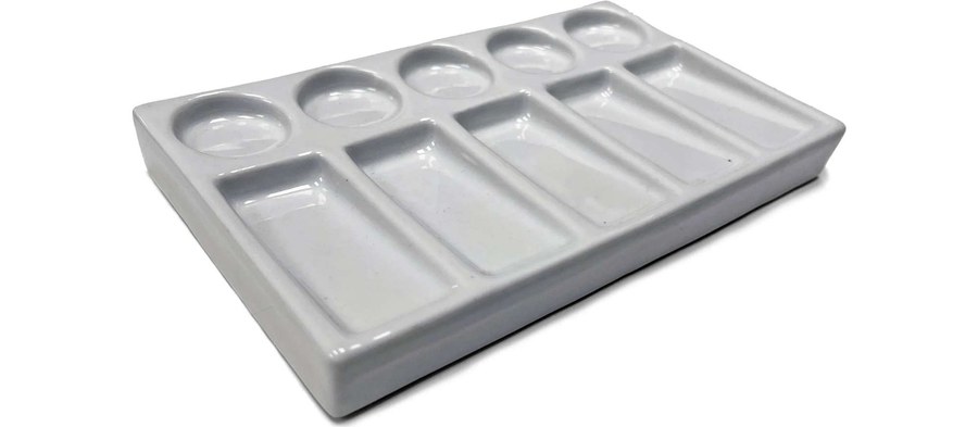 BESQUAL Ceramic Staining Tray - 7.50 x 4.375 x 0.875 inches with 10 Slots
