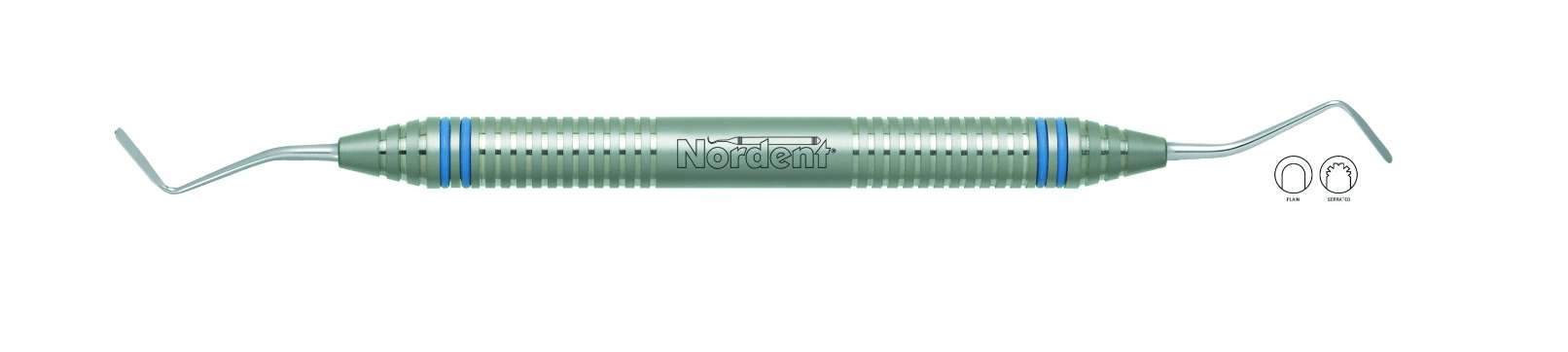 Nordent Gingival Cord Packer, DE, Plain, #N113 (45 Degree Offset Blades) - DuraLite® ColorRings - Restorative Flat ends