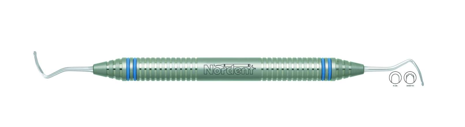 Nordent Gingival Cord Packer, DE, Plain, #213 Anatomical (45 Degree Offset Blades) - DuraLite® ColorRings - Restorative Flat ends