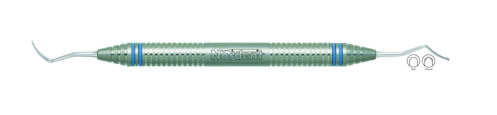 Nordent Gingival Cord Packer, DE, Plain, #222 Anatomical (Opposing Angles) - DuraLite® ColorRings - Restorative Flat ends