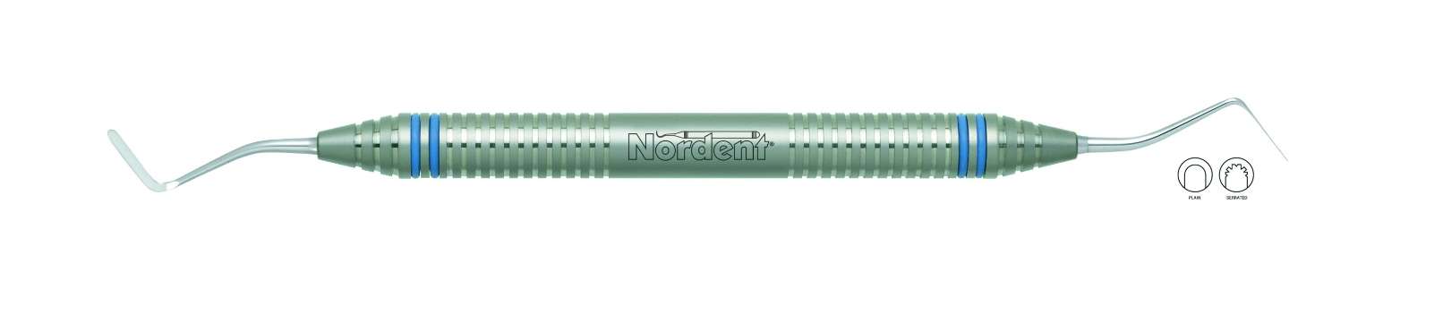 Nordent Gingival Cord Packer, DE, Serrated, #N122 (Opposing Angles) - DuraLite® ColorRings - Restorative Flat ends