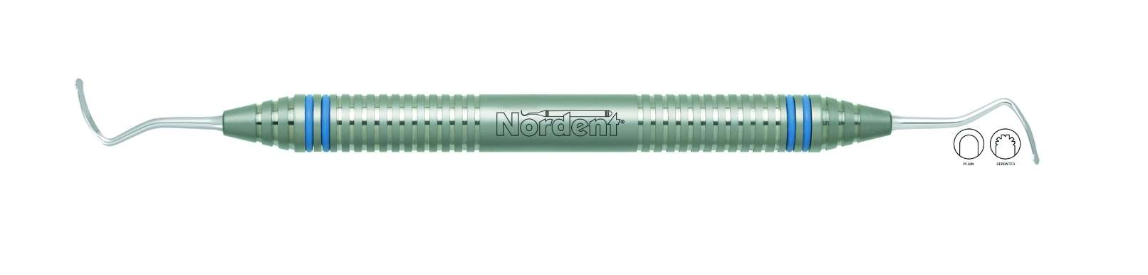 Nordent Gingival Cord Packer, DE, Serrated, #213 Anatomical (45 Degree Offset Blades) - DuraLite® ColorRings - Restorative Flat ends