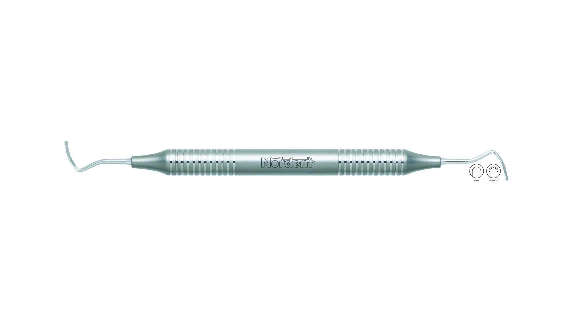 Nordent Gingival Cord Packer, DE, Serrated, #213 Anatomical (45 Degree Offset Blades) - DuraLiteÂ® ROUND - Restorative Round ends