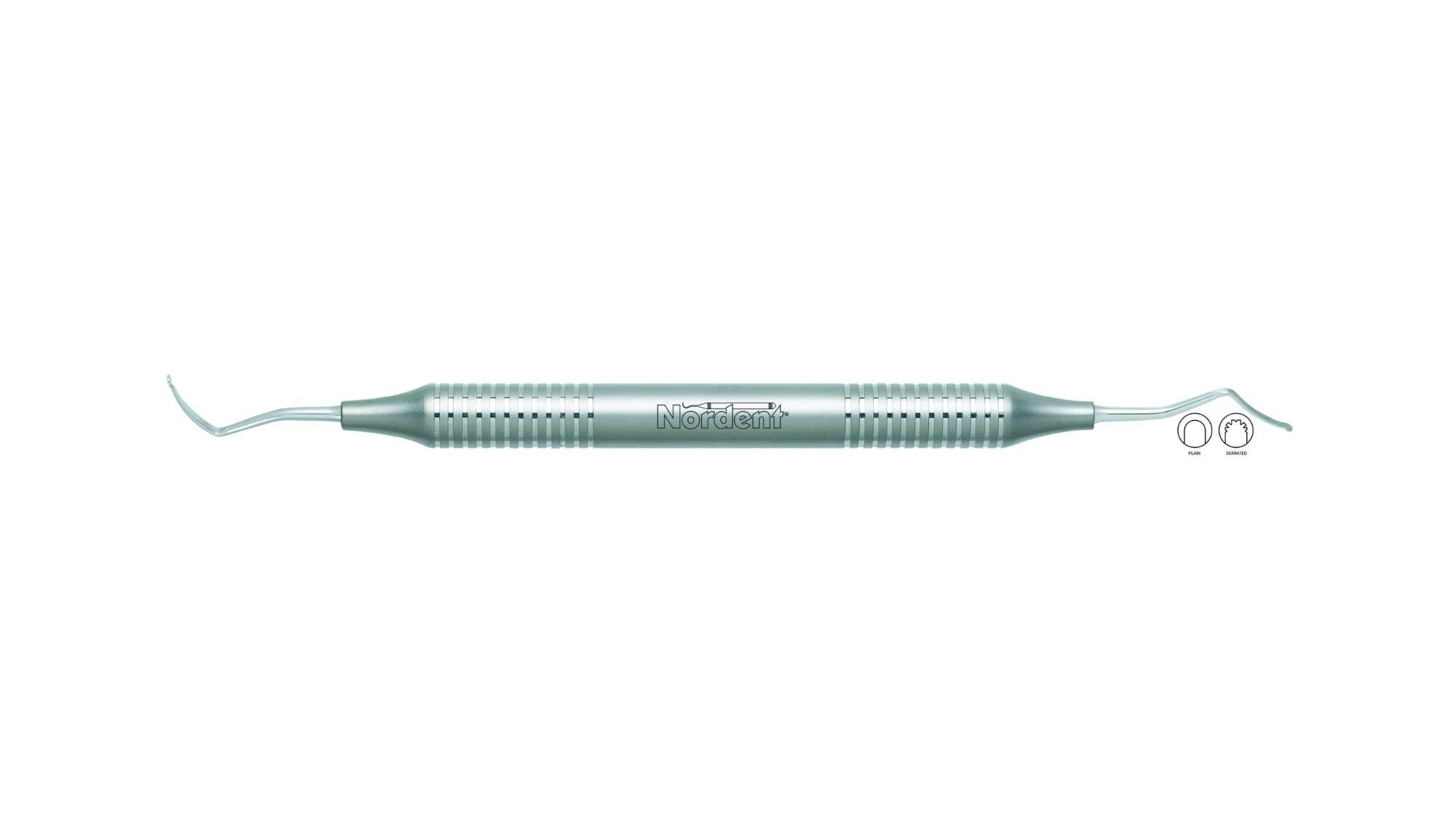Nordent Gingival Cord Packer, DE, Serrated, #222 Anatomical (Opposing Angles) - DuraLiteÂ® ROUND - Restorative Round ends