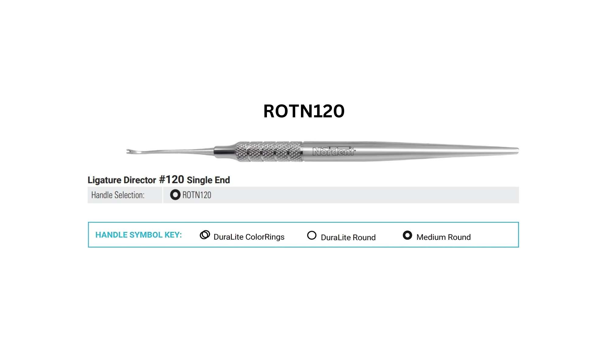Nordent Orthodontic, SE, Ligature Director #N120 (Curved), Medium Round Handle - Medium Round - Restorative