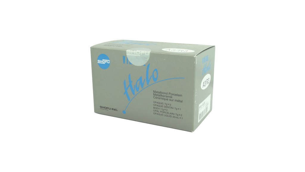 SHOFU Vintage Halo A3 Intro Set #7009- 7gr opaque A3- 7gr opaque dentin A3- 7gr dentin A3- 7gr Opal 59- 7gr opaque R3- 7gr R3B- 20mL opaque liquid