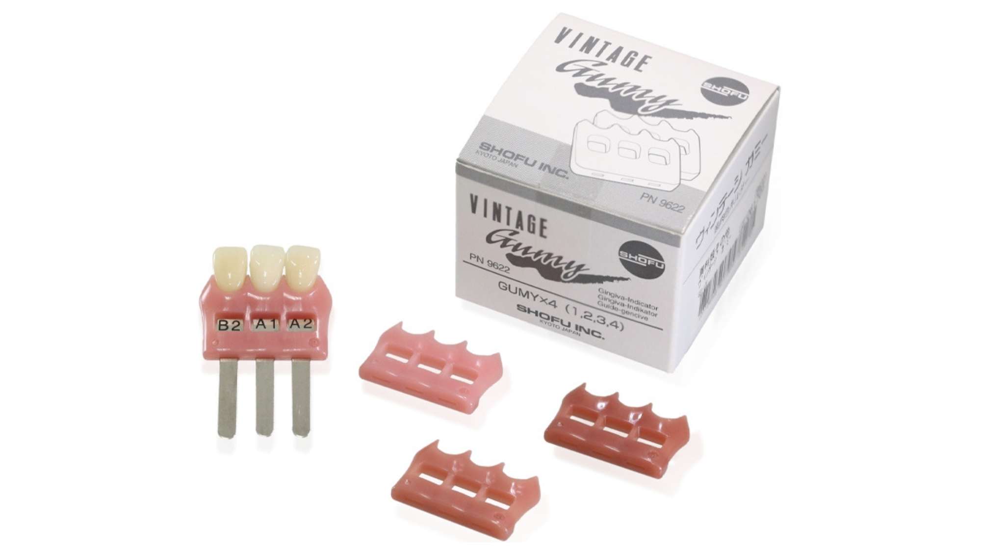 SHOFU Vintage Gummy Indicator Color Set - Available in 4 gingival colours: light medium medium dark and dark 4pm