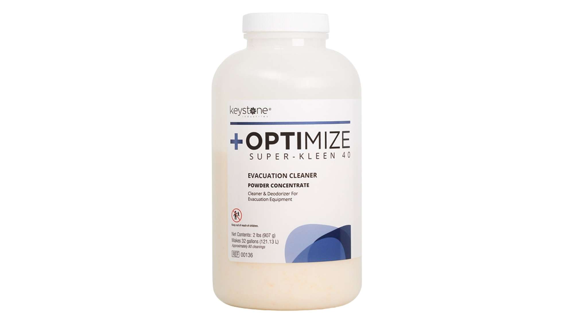 Keystone Industries Optimize Superkleen 40 - Evacuation Cleaner Concentrated Powder 2lbs ( makes 32 Gallons of Solution)