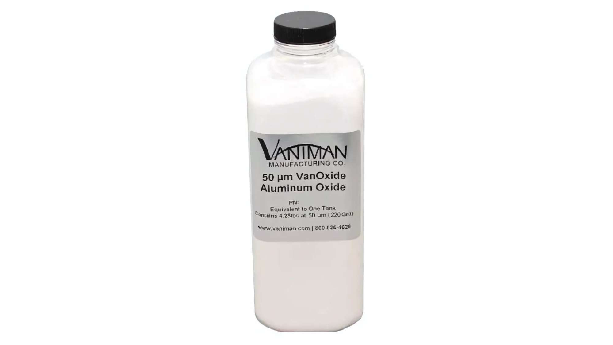 Vaniman 50mic Aluminum Oxide - FINE (Single Tank) - High Quality Precision Abrasive Media (4lbs . Box) -50micron (220 Grit ) -vanoxide