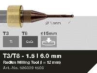 imes-icore Original CORiTEC Radius Milling Tool for cobalt-chrome, titanium workflows. 1.5 mm diameter, 6 mm shank. - # 526029 1506
