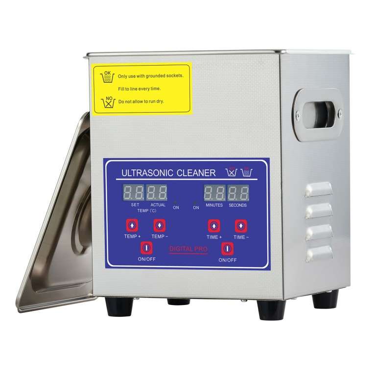 Ecco Digital Ultrasonic Cleaner - 1.4lts/ 0.5gal - Stainless steel - 110vol ts- Heater included - Timer - 50wats consumption - Digital control an