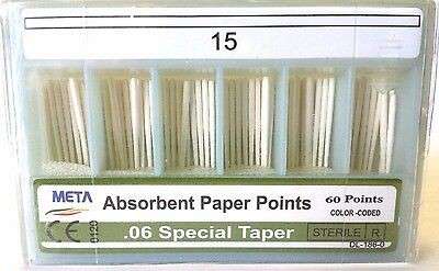 META Absorbent Paper Points .06 Taper Spill Proof #15- 60pk