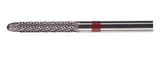 NK-4  Cylinder Round End - Diamond Cut Fine - RED Tungsten Carbide Burs - HP - 3/32 Shank - #RD260 C023FC Q023-FC