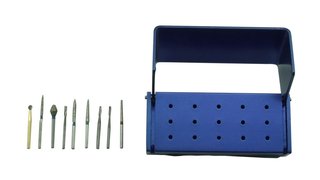 ATTRITOR  - FG Fixed Prothesis Preparation Bur Kit 9 pieces w/ Aluminum bur block - All the necessary burs for a fine to