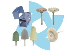 ATTRITOR - ACRY-CAP POLISHING KIT - 6 Selected Acrylic polishers & Aluminum Bur block #DDDD