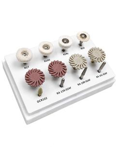 UC - HOTA 1441 & 1442  LS & Zirconian Gloss chairside Burs & Polishers set ( 4 doubleBrushes - 2 Diam Taper Fine  - 1 Di