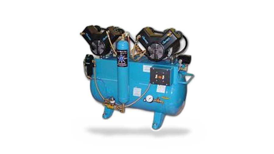 OILLESS AIR COMPRESSOR 5-7 Chairs, 2 X 1.5HP, 208/230 Volt With Dryer, 20 GAL Tank