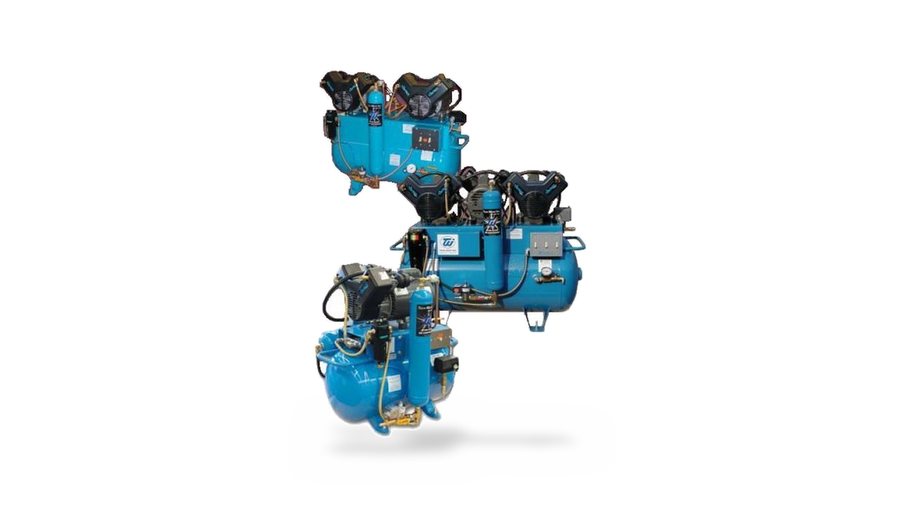 OILLESS AIR COMPRESSOR 8-10 Chairs, 3 X 1.5HP, 208/230 Volt With Dryer, 30 GAL Tank