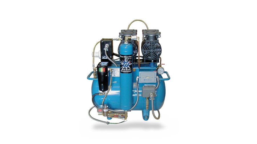 OILLESS AIR COMPRESSOR 2-3 Chairs, 2 X .75 HP, 115 Volt, 10 GAL Tank