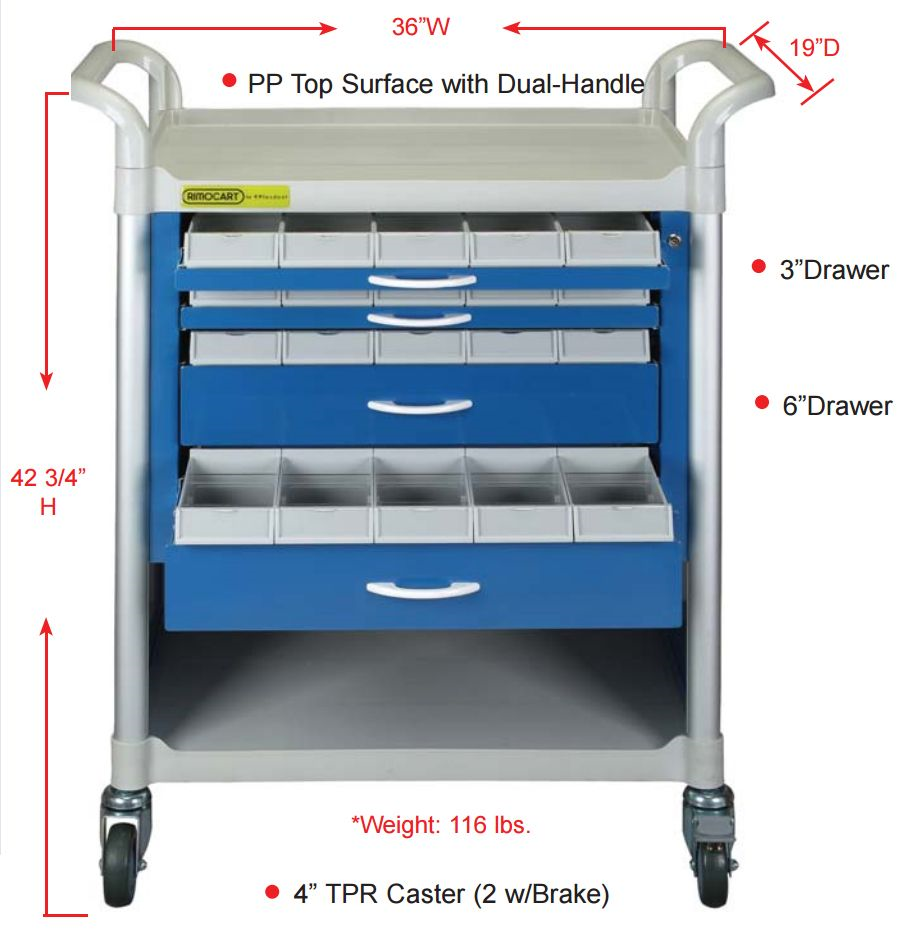 Tilt Bin Medical Supply Cart on Wheels